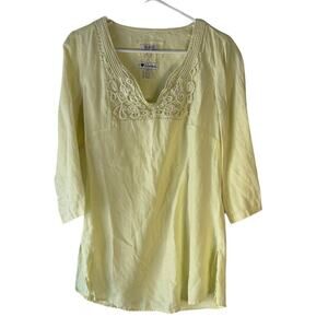 Malvin Hamburg Germany Size Medium Butter Yellow 100% Linen‎ Tunic Top